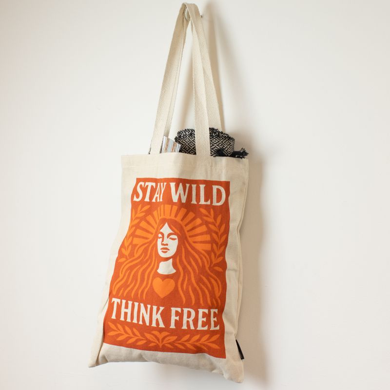 Ikonická Základná Taška - Stay Wild (41x31 cm) - Prírodná 10oz