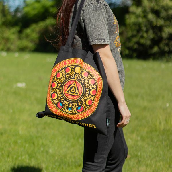Ikonická Základná Taška - Luna Alchemy Wheel - čierna 6 oz (40 x 36 cm)