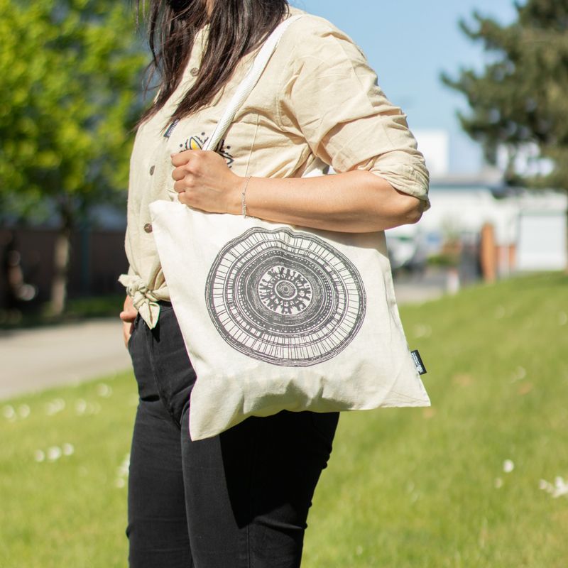 Ikonická Základná Taška - Urban Mandala - (40x37 cm) - prírodná 4oz