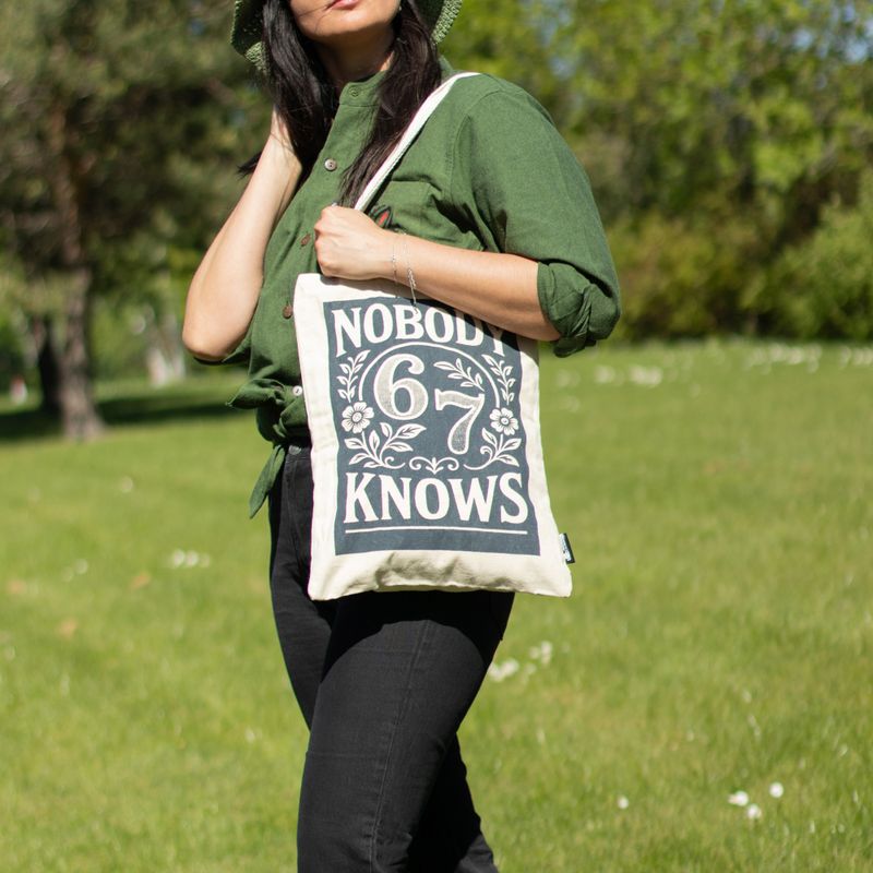 Ikonická Základná Taška - Nobody Knows 67 (42x30 cm) - prírodná 10oz