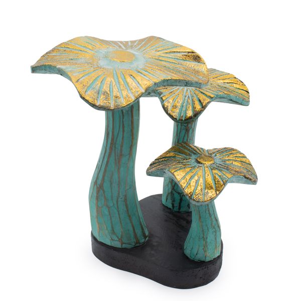Zlaté hubové umenie - Zelená patina - Malé (20x17 cm)