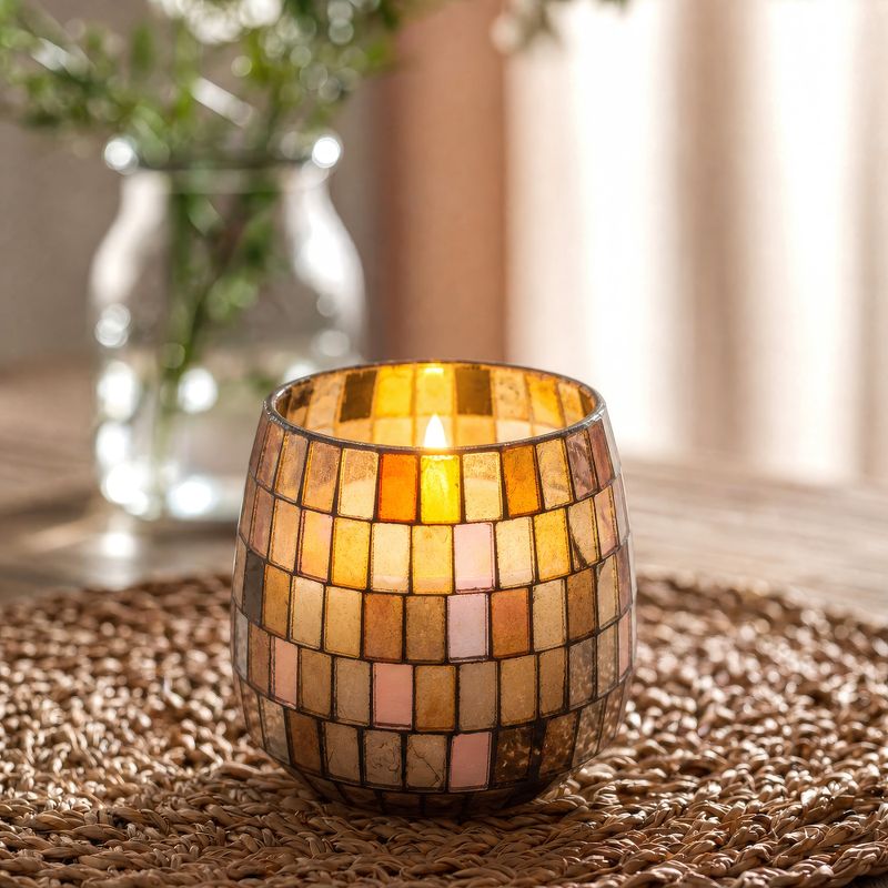 Amber Mosaic – Sviečky v sklenenom pohári – stredné
