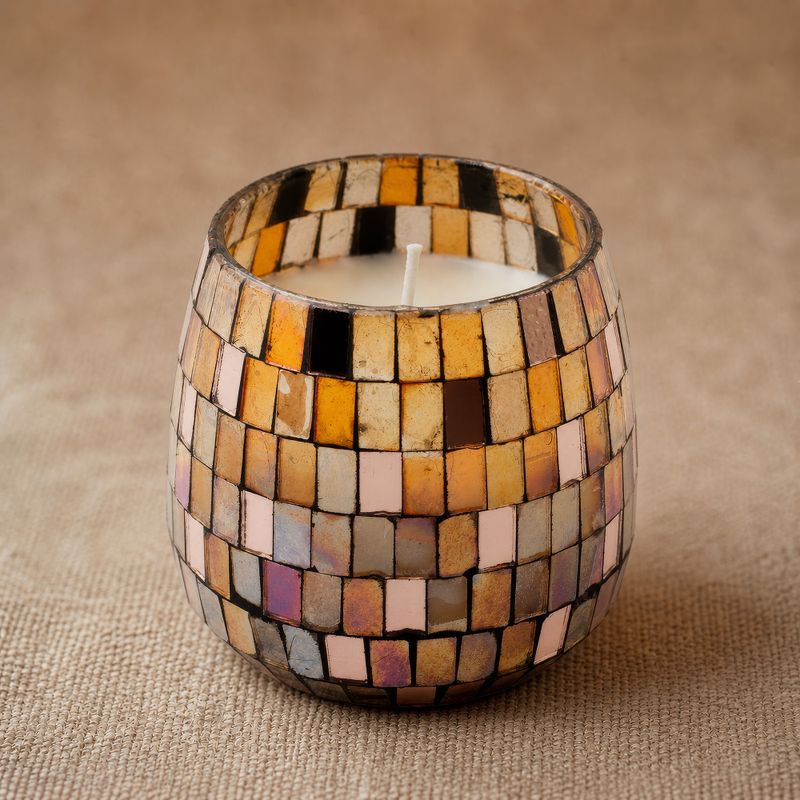 Amber Mosaic – Sviečky v sklenenom pohári – stredné