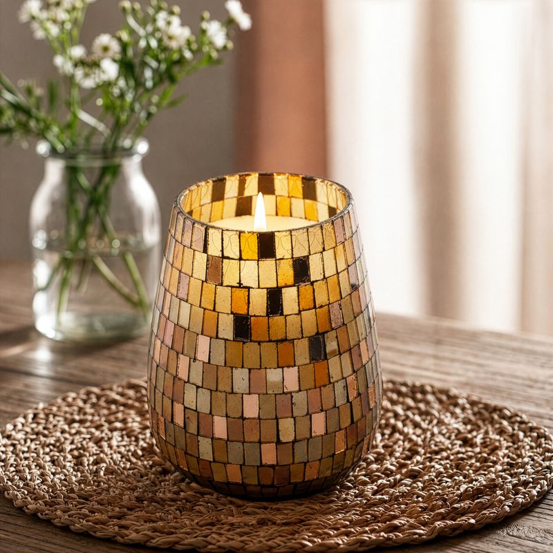 Amber Mosaic – Sviečky v sklenenom pohári – vysoké