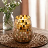 Amber Mosaic – Sviečky v sklenenom pohári – vysoké