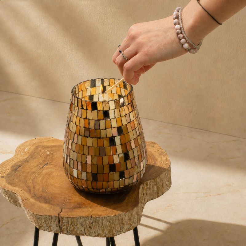 Amber Mosaic – Sviečky v sklenenom pohári – vysoké