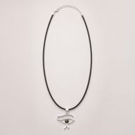 Indické modlitebné prívesky - postriebrené (45 cm šnúra) - Oko Kleopatry - iolit
