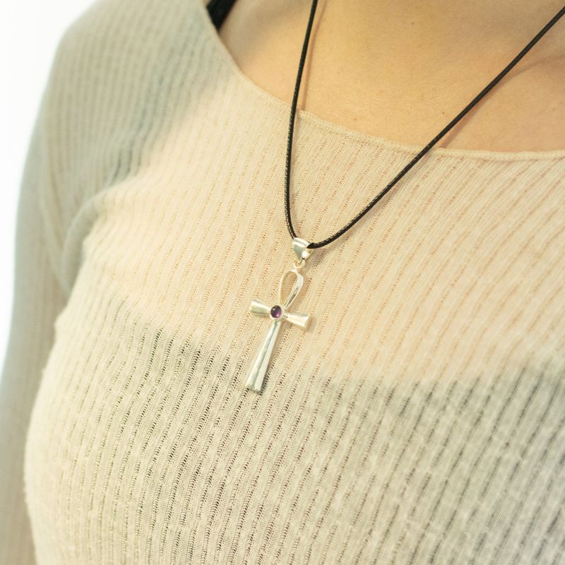 Indické modlitebné prívesky - postriebrené (45 cm šnúra) - Ankh – symbol večného života