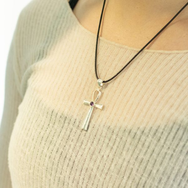 Indické modlitebné prívesky - postriebrené (45 cm šnúra) - Ankh – symbol večného života
