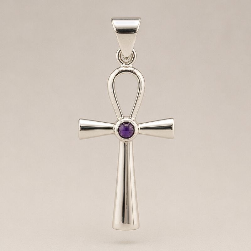 Indické modlitebné prívesky - postriebrené (45 cm šnúra) - Ankh – symbol večného života