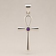 Indické modlitebné prívesky - postriebrené (45 cm šnúra) - Ankh – symbol večného života
