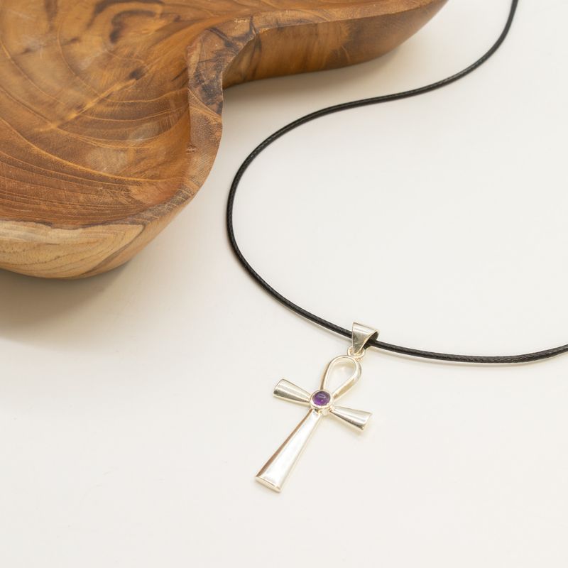 Indické modlitebné prívesky - postriebrené (45 cm šnúra) - Ankh – symbol večného života