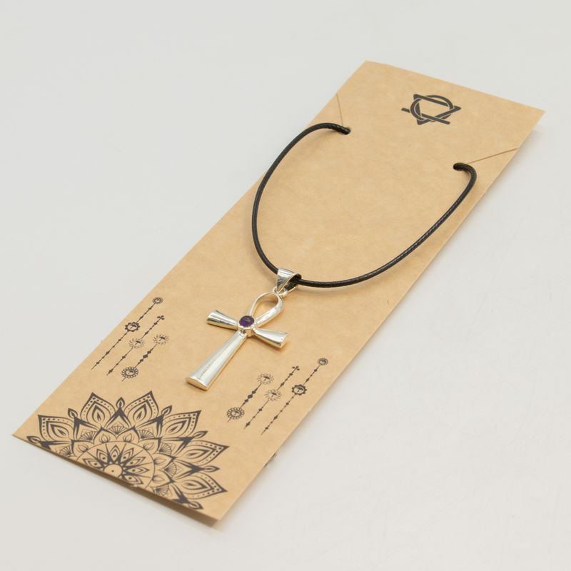 Indické modlitebné prívesky - postriebrené (45 cm šnúra) - Ankh – symbol večného života