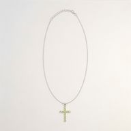 Indické modlitebné prívesky - postriebrené (reťaz 45 cm) - kríž s peridotom