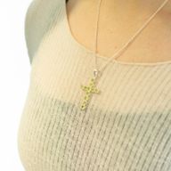 Indické modlitebné prívesky - postriebrené (reťaz 45 cm) - kríž s peridotom