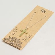 Indické modlitebné prívesky - postriebrené (reťaz 45 cm) - kríž s peridotom