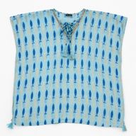 Nomad Sari na platforme Medium Kolekcie  - Kaftán - tyrkysová a modrá výrazný rybí vzor