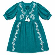 (M-L) Nomad Sari na platforme Medium Kolekcie - Šaty - tyrkysová s výšivkou a strapcom