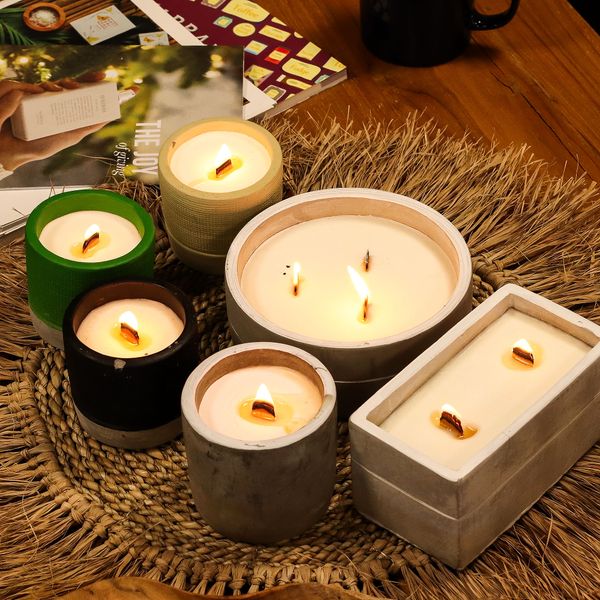 Betónová Sójová Sviečka s Dreveným Knôtom