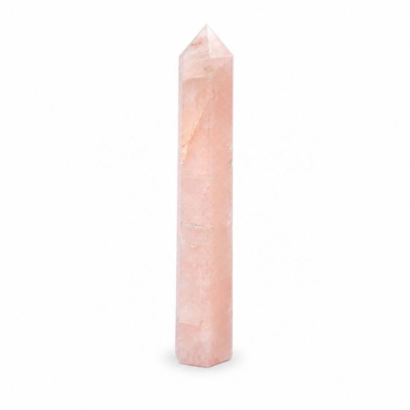 Drahokamový šesťuholníkový obelisk s bodmi približne od 14 do 17 cm - ružový kremeň