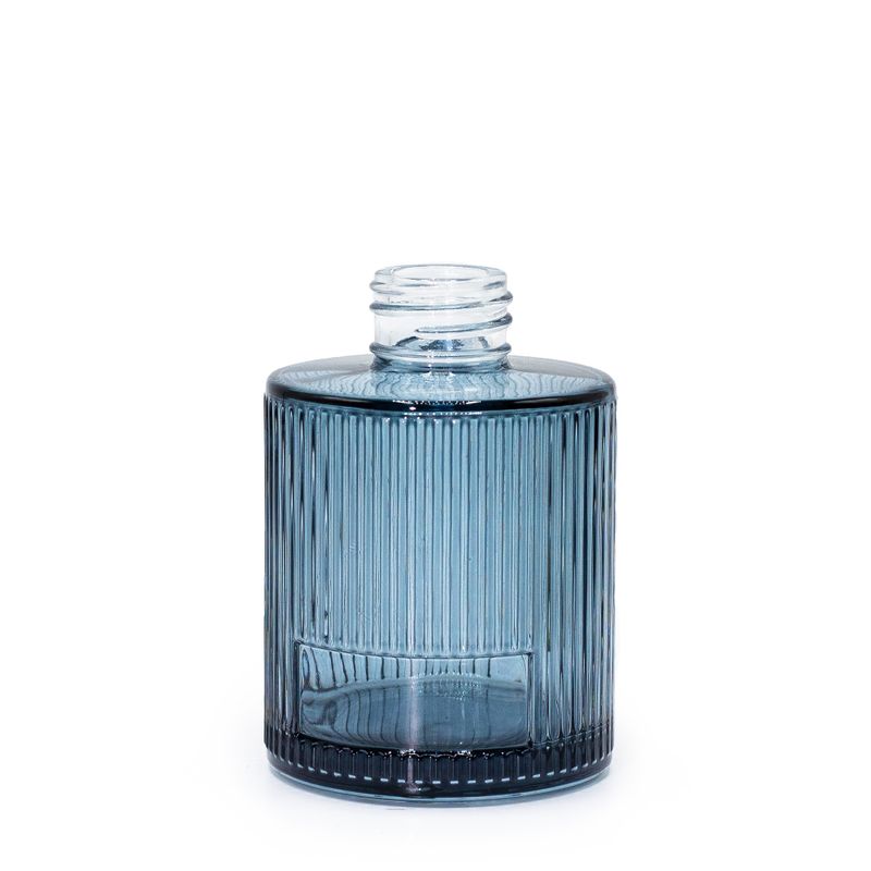 150ml Vrúbkovaná Okrúhla Fľaštička na Difúzor (28 mm hrdlo) - Dymová Modrá