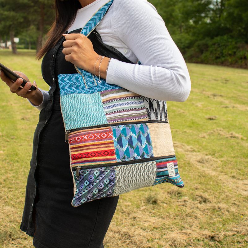 Patchwork Kathmandu taška cez rameno - Dhaka Design (37x38cm)