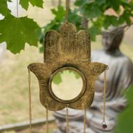Indické zvončeky - Hamsa Veľké zrkadlo 5 zvončekov - 19x65 cm