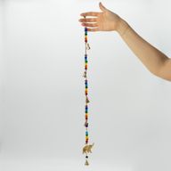 Indické zvončeky - mosadzný slon s korálkami čakier - zvončeky na šnúrke - 53cm