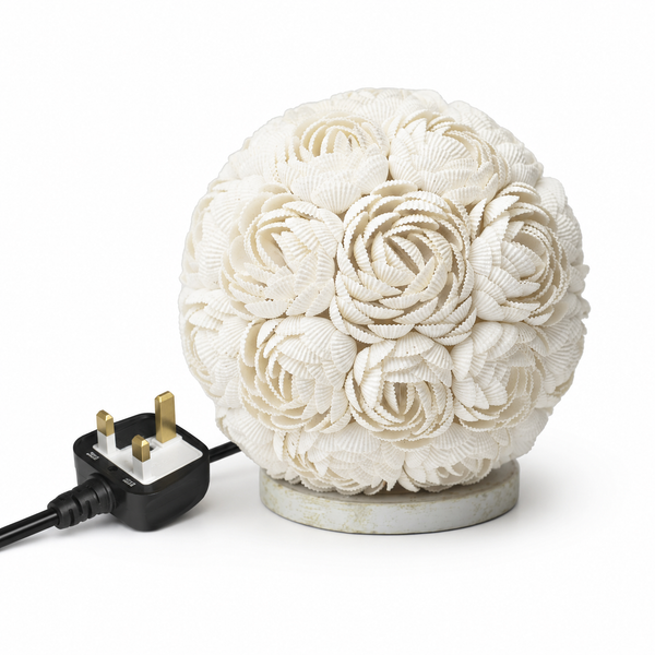 Boho lampa zo morských mušlí - ružová guľa - 15 cm (UK)