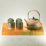 Japonská súprava na čaj v štýle kyusu - pre zelený čaj - štyri šálky