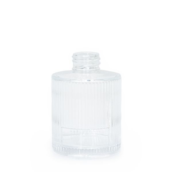 150ml Vrúbkovaná Okrúhla Fľaštička na Difúzor (28 mm hrdlo) - Priehľadná
