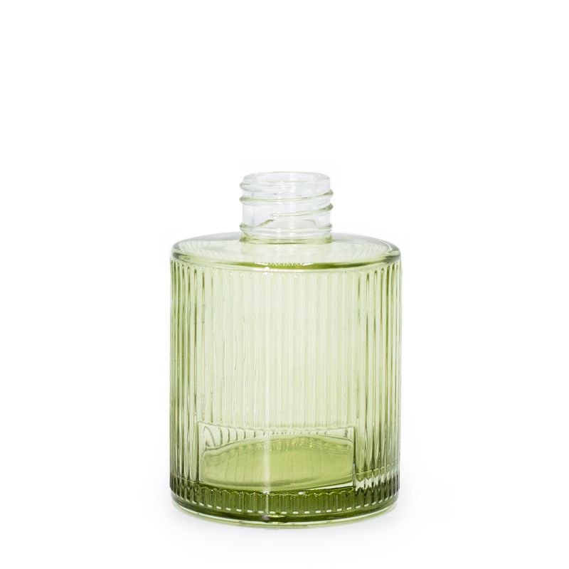 150 ml ryhovaná guľatá fľaša na difúzor s tyčinkami (krk 28 mm) - dymovo zelená