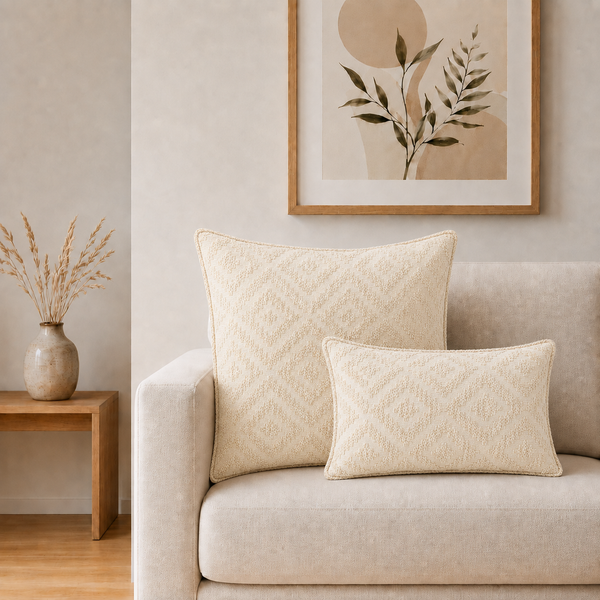Klasická obliečka na vankúš - neutrálna geometrická krémová - 60x60cm - Jumbo štýl