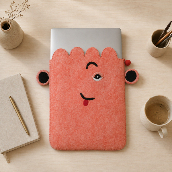 Filcové púzdro na notebook - ružová roztomilá tvár