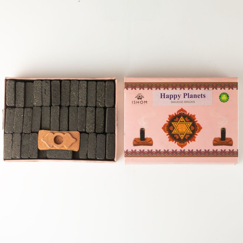 Balík 104 prírodných vonných tehličiek na dymenie a horák - Happy Planets - Ritual Bricks