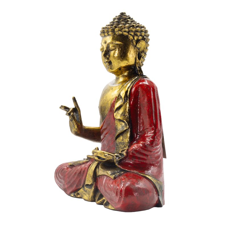 Červený a zlatý Buddha - Extra veľký 30 cm - Abhaya Mudra (Žiadny strach)