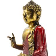 Červený a zlatý Buddha - Extra veľký 30 cm - Abhaya Mudra (Žiadny strach)