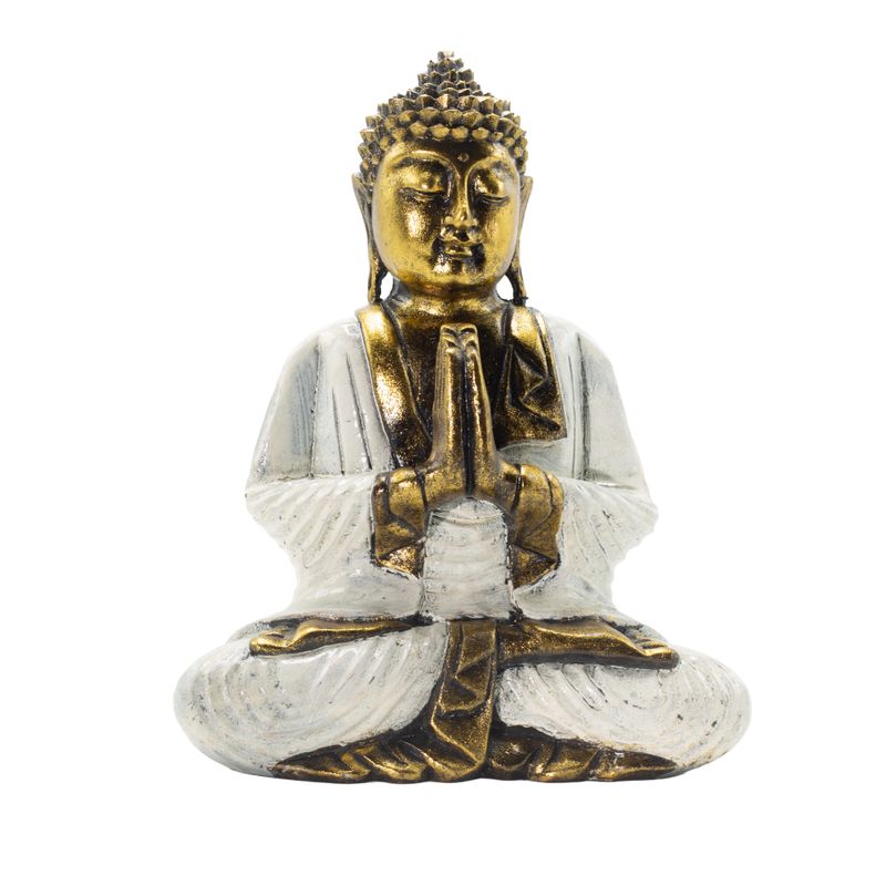 Biely a zlatý Buddha - extra veľký 30 cm - Namaste (Vitajte)
