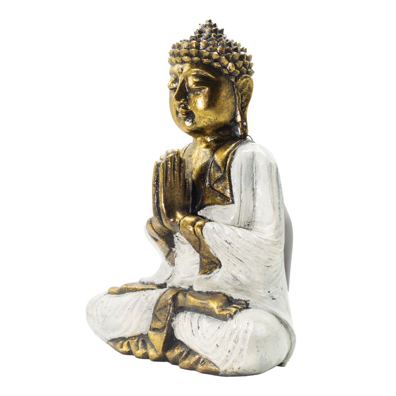 Biely a zlatý Buddha - extra veľký 30 cm - Namaste (Vitajte)