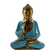 Buddha tyrkysovo-zlatej farby - extra veľký 40 cm - Vitarka Mudra (múdrosť)