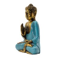 Buddha tyrkysovo-zlatej farby - extra veľký 40 cm - Vitarka Mudra (múdrosť)