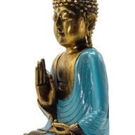 Buddha tyrkysovo-zlatej farby - extra veľký 40 cm - Vitarka Mudra (múdrosť)