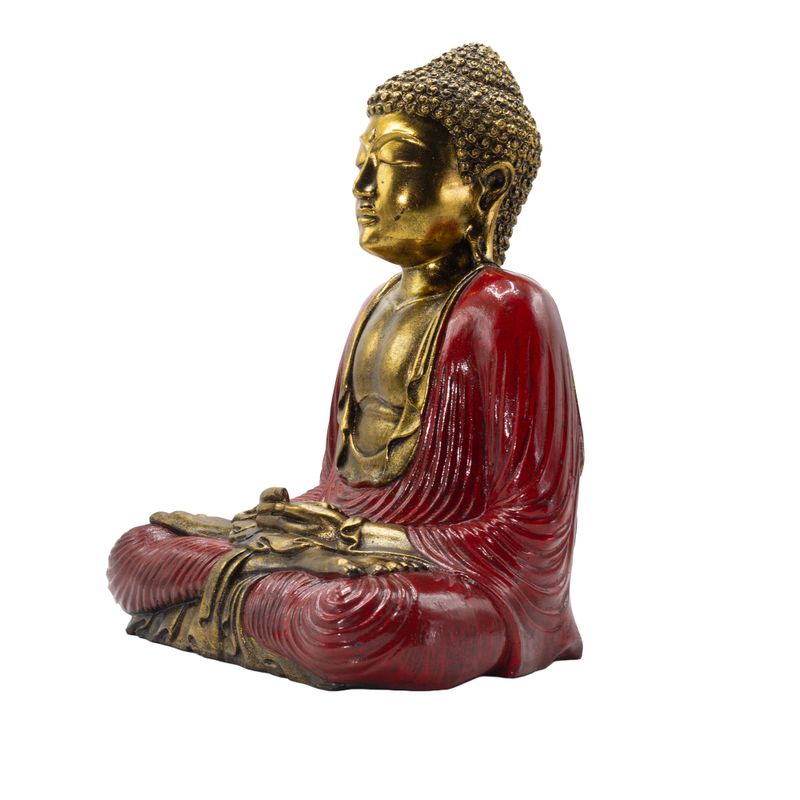 Červený a zlatý Buddha - Extra veľký 40 cm - Duyana Mudra (Meditácia)