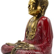 Červený a zlatý Buddha - Extra veľký 40 cm - Duyana Mudra (Meditácia)