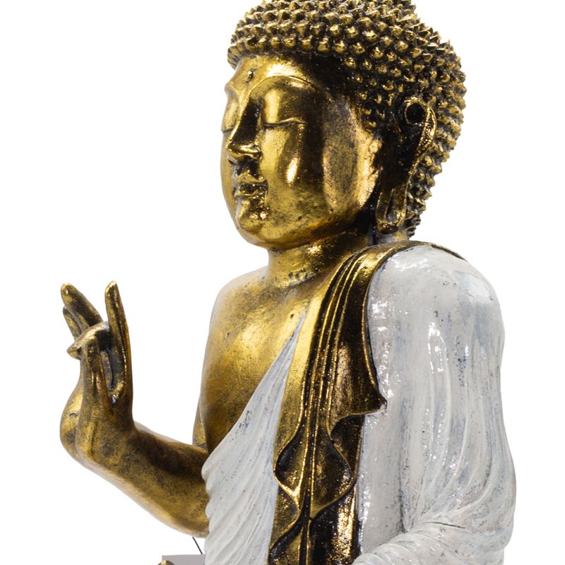 Biela a zlatá Buddha - Extra veľký 40 cm - Abhaya Mudra (Bez strachu)