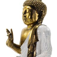 Biela a zlatá Buddha - Extra veľký 40 cm - Abhaya Mudra (Bez strachu)