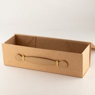 Skladacia darčeková krabička - tvar fľaše na víno (33,5 × 10 × 10,5 cm) - hnedej kraftovej farby