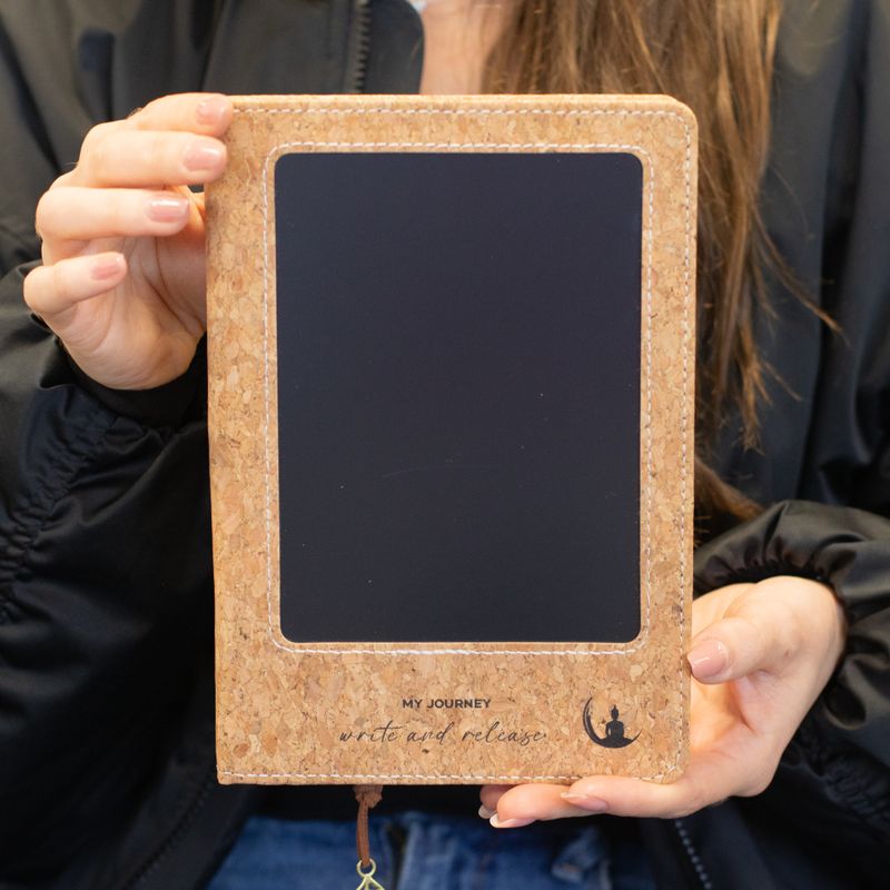 A5 Zápisník so zámerom - LCD Wipe Screen - Oranžový kožený vzhľad - 80 strán