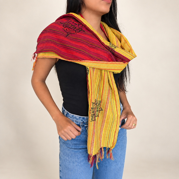 Nomad Sari – cestovná šatka požehnania – 170 × 50 cm – Rozlúčka s Káthmandu