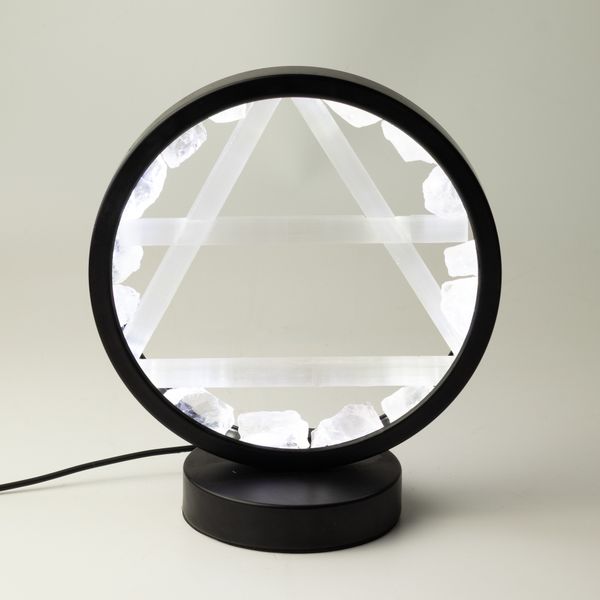 Drahokamová  lampa - vzduch - číry kremeň a selenit